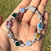 Luxury Multi-Gemstone Moissanite Bracelet - 8"